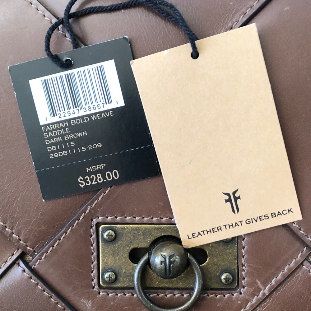 Frye Woven Leather Farrah Bold Weave Crossbody Bag with Tag Card Dust bag - Picture 3 of 16